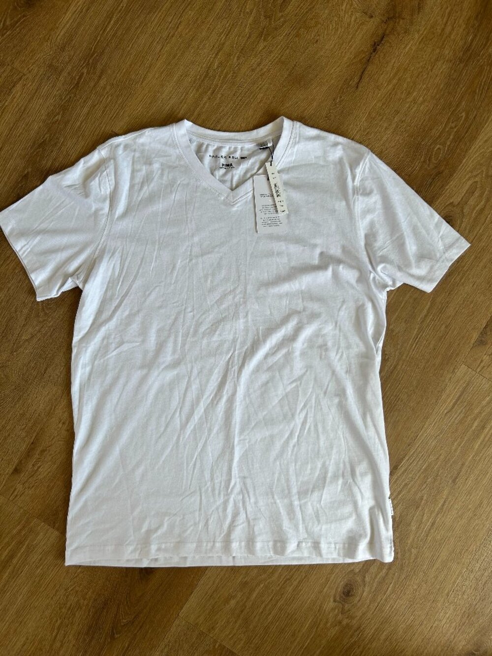 NWT PROJEK RAW - Men's V-neck Pima T-Shirt White Size Large Buckle